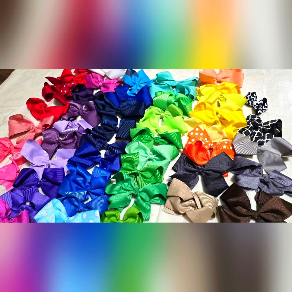 HUGE Hairbow Collection Alligator Clips Solid Colors - Easter